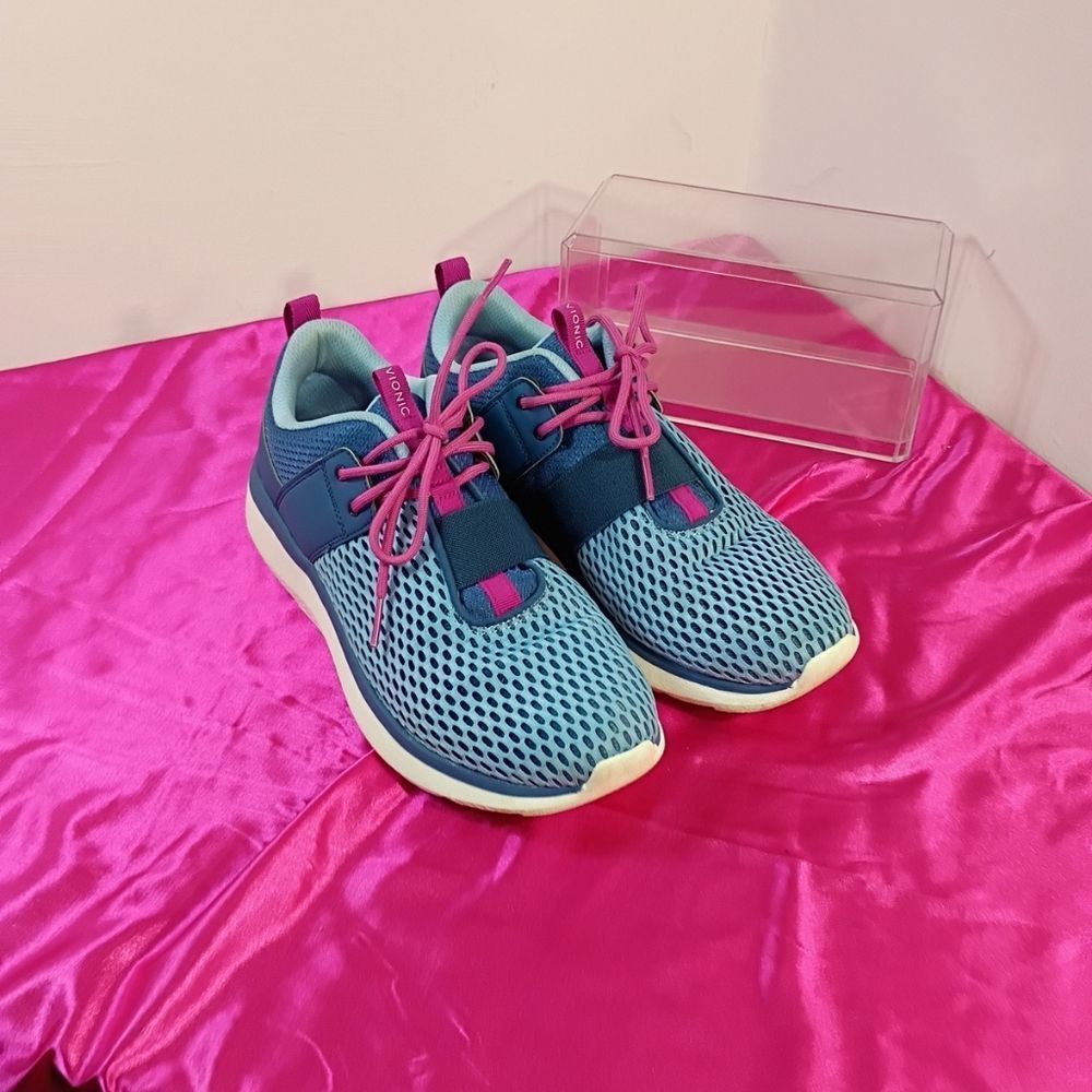 Vionic Women’s SZ 9.5 Blue Pink Sneakers Coro Performance Fitness Walking